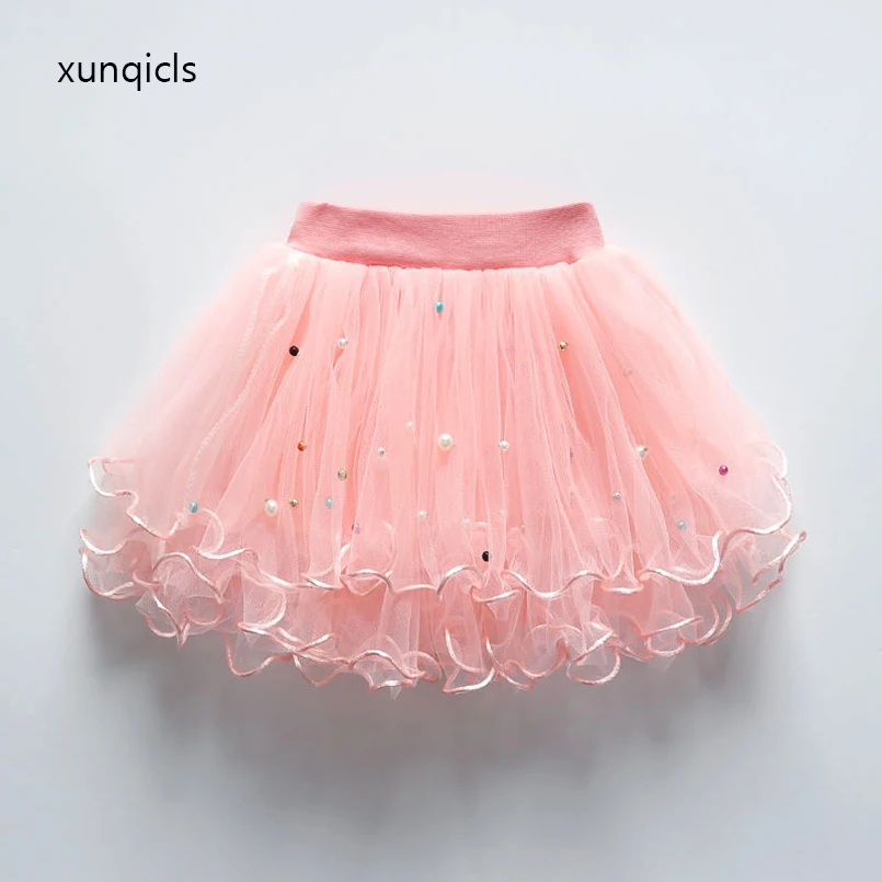 Xunqicls/новые юбки-пачки для девочек Детская Праздничная танцевальная петтишка, фатиновые юбки с бисером одежда для девочек Одежда для детей от 1 до 13 лет