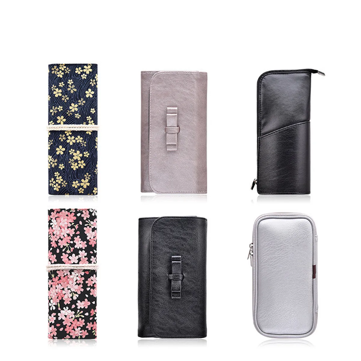 

PU Leather Cosmetic Makeup Brush Collection Bag Canvas Pouch with Zipper/rope/button Casual Wallet Coin Purse Handle Case