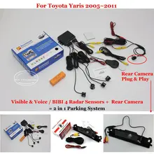 Liislee для Toyota Yaris 2005~ 2011-автомобильные парковочные датчики+ камера заднего вида = 2 в 1 визуальная/Биби сигнализация парковочная система