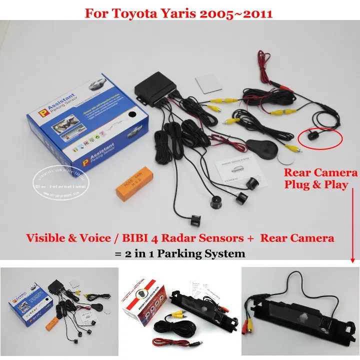 

Liislee For Toyota Yaris 2005~2011 - Car Parking Sensors + Rear View Camera = 2 in 1 Visual / BIBI Alarm Parking System