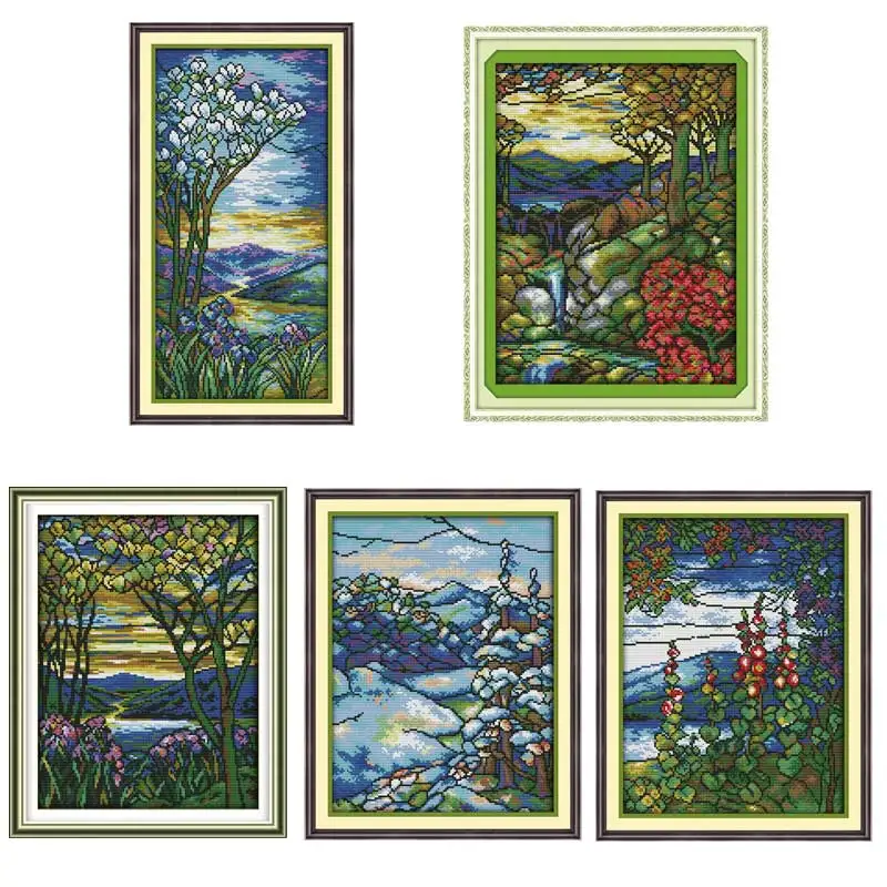 

Tree Scenery Patterns Counted Cross Stitch 11CT 14CT Cross Stitch Set Wholesale Cross-stitch Kit Embroidery Needlework