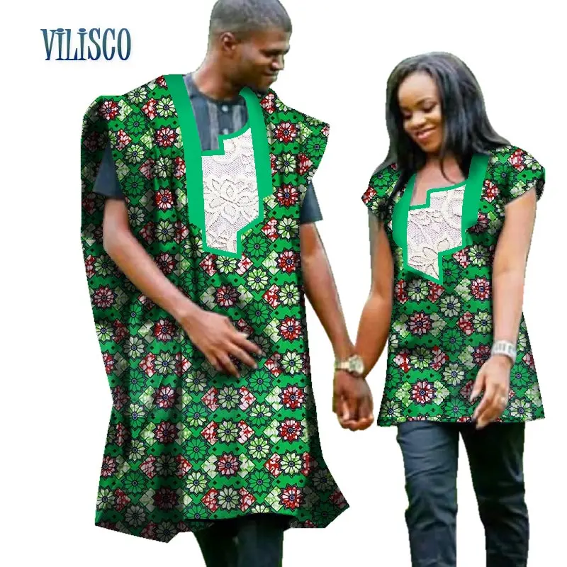 15 Традиционный Африканский узор Топ для пары одежда Bazin Riche Dashiki мужской халат и женская рубашка для влюбленных свитшот для пар WYQ72 - Цвет: 15