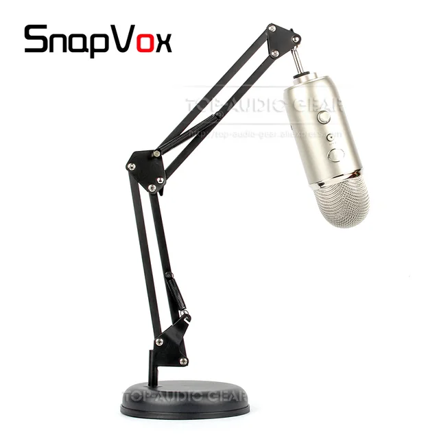 Tabletop Desktop Suspension Microphone Boom Scissor Arm Stand Mount Tabletop Desktop Suspension Microphone Boom Scissor Arm Stand Mount Round Base Plate Mounting For Blue Yeti