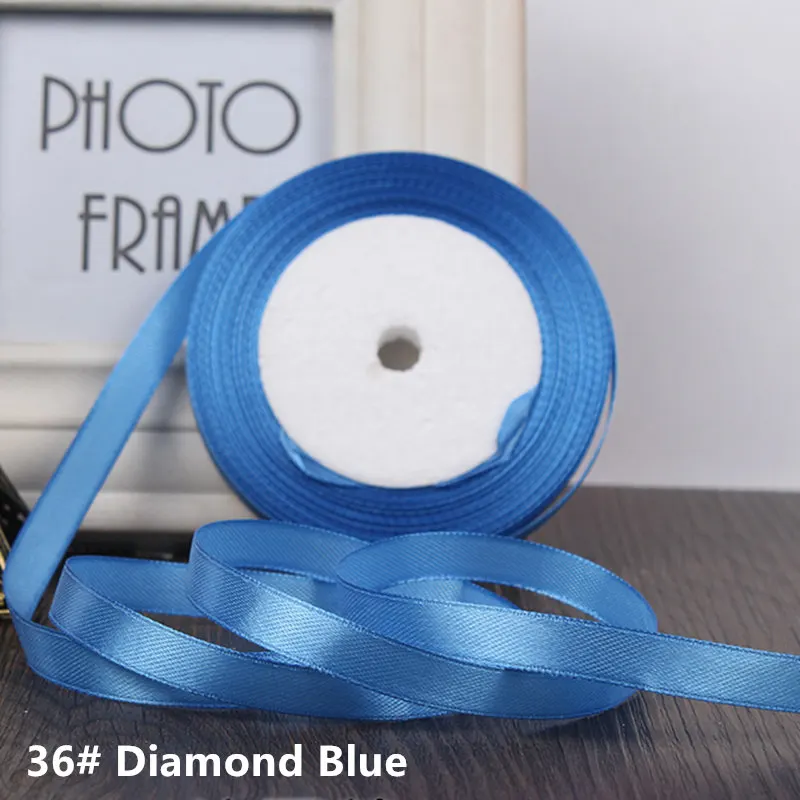 25 ярдов/рулон корсажные атласные ленты для свадьбы рождественской вечеринки украшения wide6mm-40mmDIY ленты для поделок Подарочный материал - Цвет: Diamond Blue