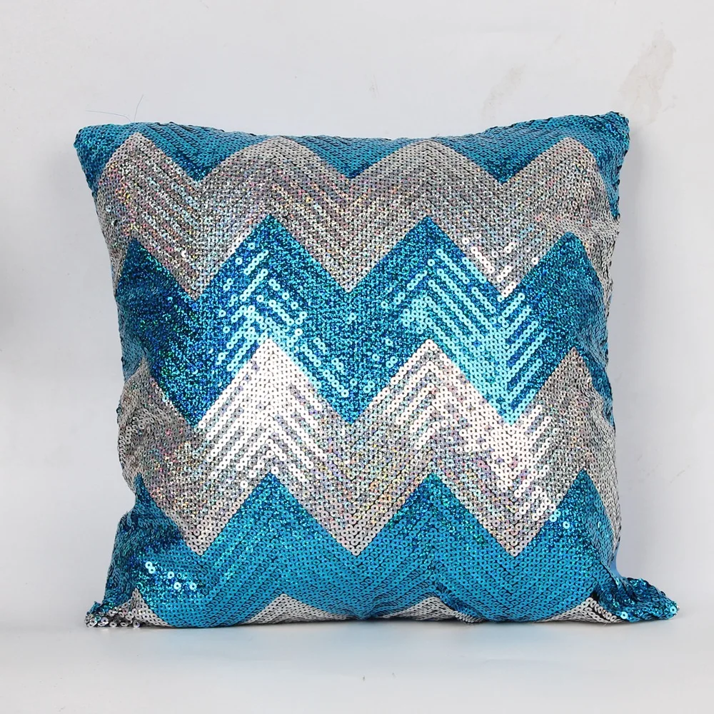 

New Hot Fashion Beauty Color 45X45CM Glitter Waved Sequins Shiny Throw Pillow Case Cafe Home Throw Pillow Cases