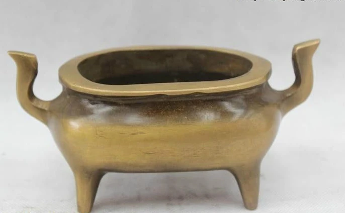 

4"China Marked Folk Pure Bronze Lucky beautiful Burner incense burner Statue