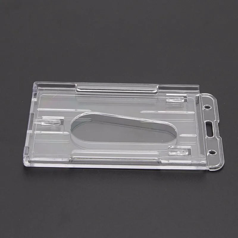 1x Clear Hard Plastic ID Access Cover Credit Card Case Badge Holder Double Side
