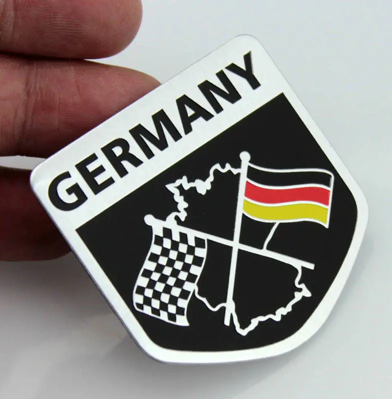 Aluminium Auto Car Germany Racing Sports Flag Shield Badge Sticker