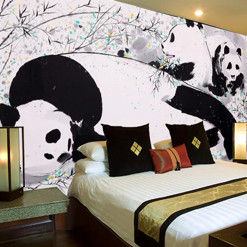 free shipping david panda cute animal print photo living room