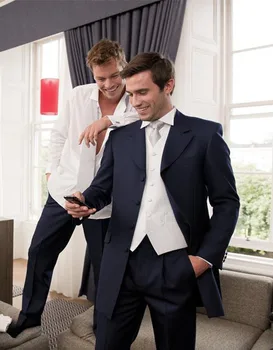 

2017 Retro Groomsmen Black Four Buttons Jacket Men Suits Dinner Formal Blazers 3 Pieces (Jacket+Pants+Vest+Bow Tie)