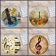 Yuzuoan Musical Note DIY Custom Small Round Art Mouse pad game gamer gaming keyboard mat computer tablet Mat 200*200*2mm