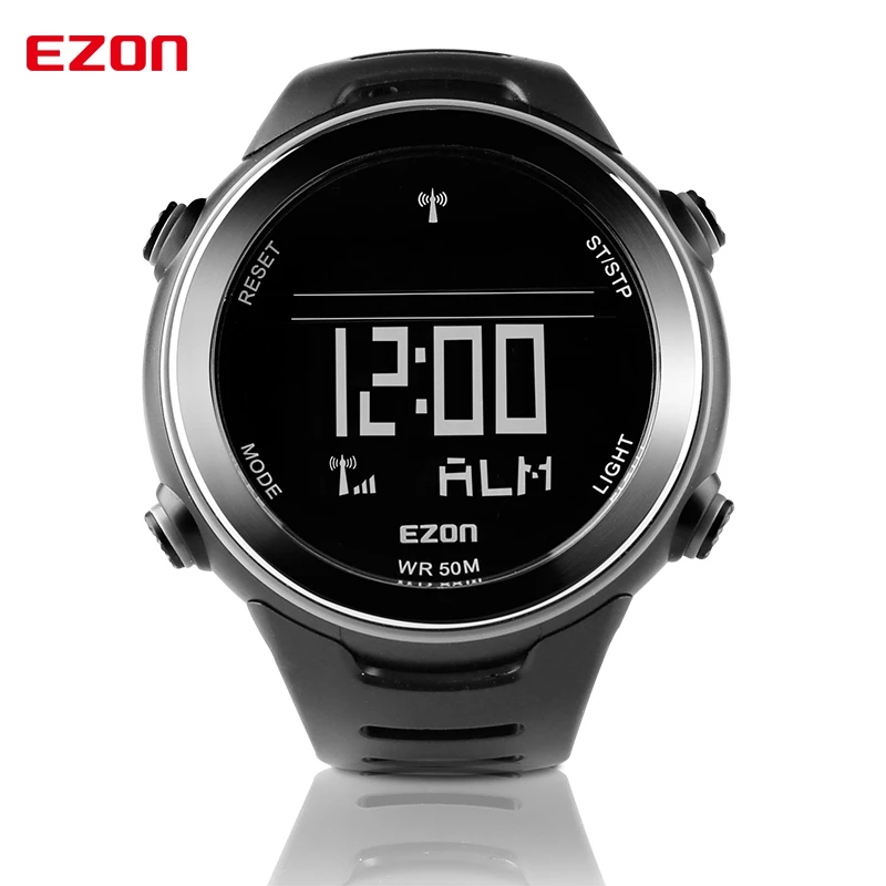 

EZON Radio Correction Time Watch Men 50M Waterproof Sport Military Stopwatch Digital Wrist Watch Clock Saat Relogio Masculino