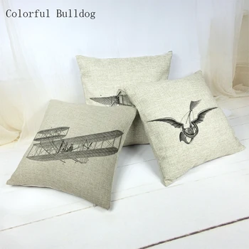 

Throw Pillow Covers Brand Cartoon Plane Linen Cojin Almofada 45x45Cm Square Home Cushion Cover Decorative 1 Side Printing Fundas