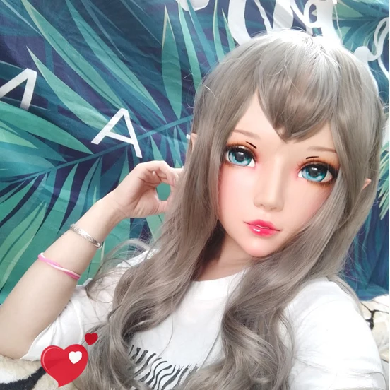 

(Er-08)Female Sweet Girl Resin Half Head Kigurumi BJD Eyes Crossdress Cosplay Japanese Anime Role Lolita Mask With Fairy Ear