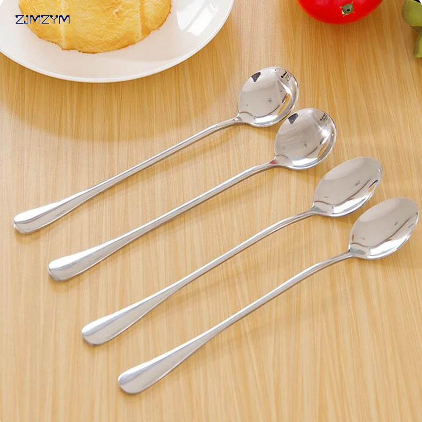 

1pc High Quality Stainless Steel Long-handled Spoons Flatware for Dessert Coffee Ice Cream