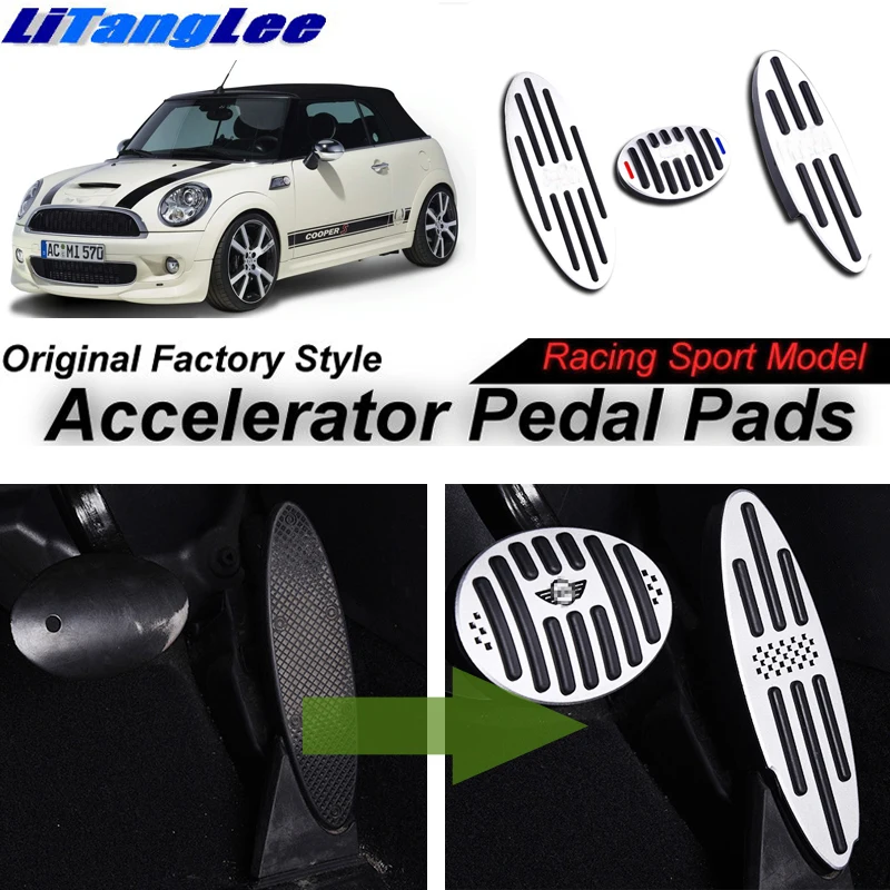 LitangLee Car Accelerator Pedal Pad Cover Racing Sport Design For Mini Cooper R56 R57 20062015