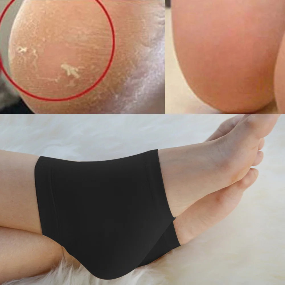 

1Pair Heel  Pain Relieve Cover Socks Silicone Elastic Fibers Moisturizing Gel Heel Socks Cracked Black Foot Skin Care Protectors