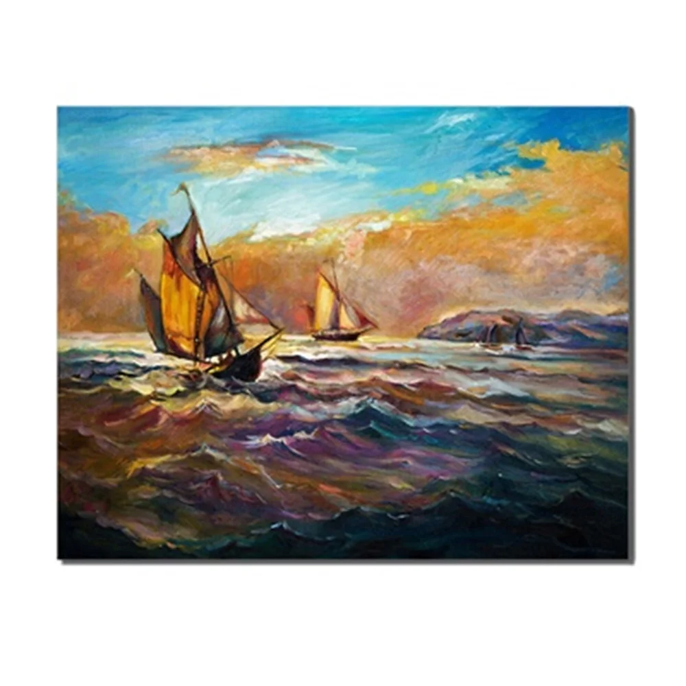 

Frameless Abstract Sea Water Waves Blue Sky Clouds Canvas Oil Painting Posters Living Room Wall Arts Unique Gifts For Home Decor