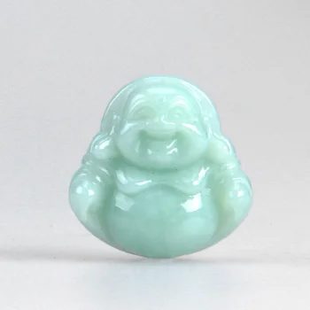 

China natural Emerald jade jadeite Green Jade Maitreya Buddha Necklace master