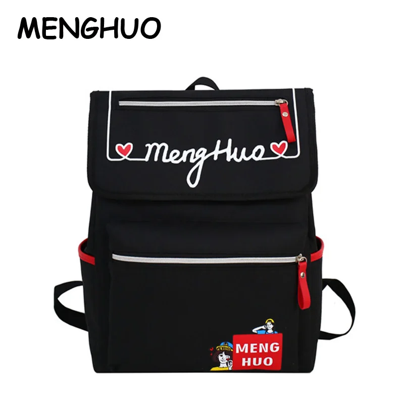 

Menghuo Printed Letters Girl Backpack New Fashion High Quality Oxford Cloth College Wind Bag Casual Wild Travel Backpack