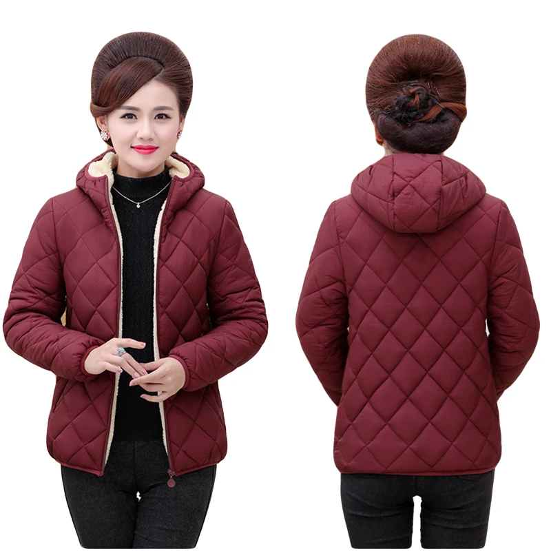 

Plus Size 5xl Ultra Light Autumn Winter Jacket High Quality Solid Colors Hooded Short Parkas Coat And New Arrival Mom's Overcoat