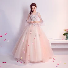 Angel Wedding Dress Marriage Evening Bride Party Prom Bridal Gown Vestido De Noiva 2017 Flowers, lace 5912