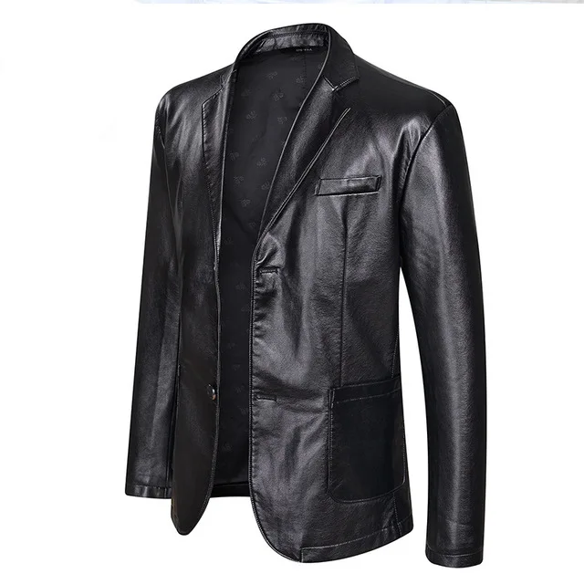 

Dropshipping spring and autumn loose lapel leather jacket men plus size leather casual jacket mens leather coat