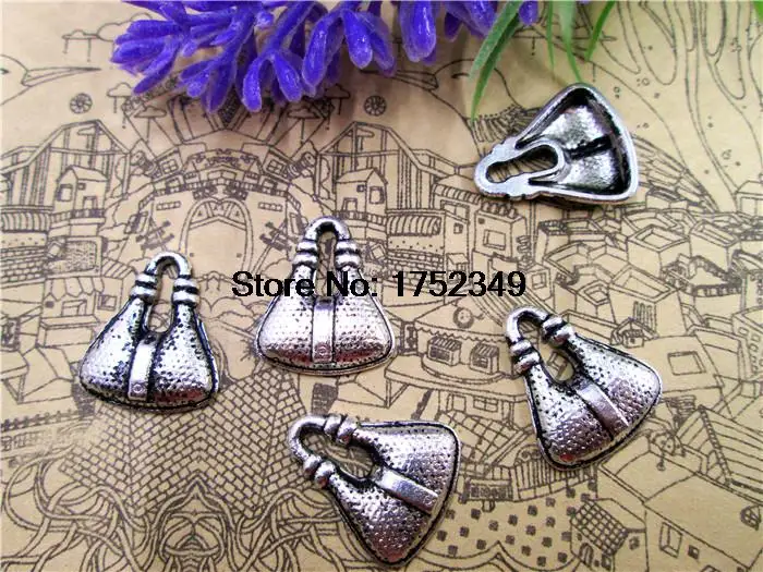 30pcs-сумочки Античные тибетские Серебристые сумочки и Очаровательные Подвески