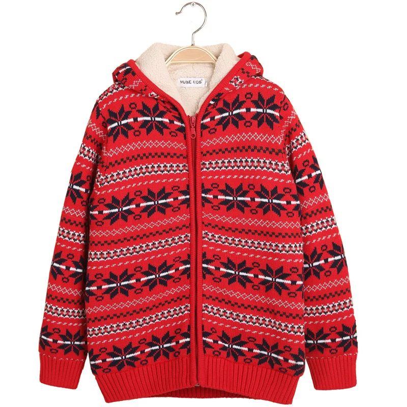 

Kids Sweaters Fair Isle Girls Cardigan Zipper Hooded Boys Winter Tops Christmas Snow Toddler Clothes Warm Baby Knit Sweater