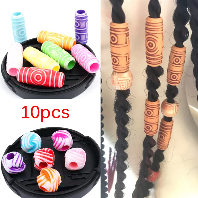 

Multi Coloured Hair Braid Dread Dreadlock Beads Cuffs Clips 1*1.7cm Hairdressing Accessories 10Pcs/Lot