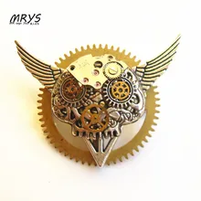 steampunk gothic punk wings skeleton The Deathly Hallows watch parts gears brooch pins men women jewelry christmas gift party