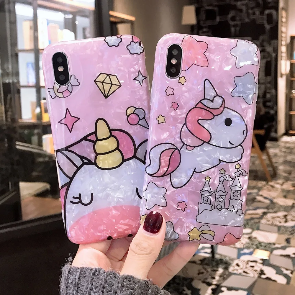 

Shining Glossy Dream cute unicorn Soft phone Case For Huawei Honor 8X 7X Cover Huawei Honor View 20 V10 V9 8lite back fundas