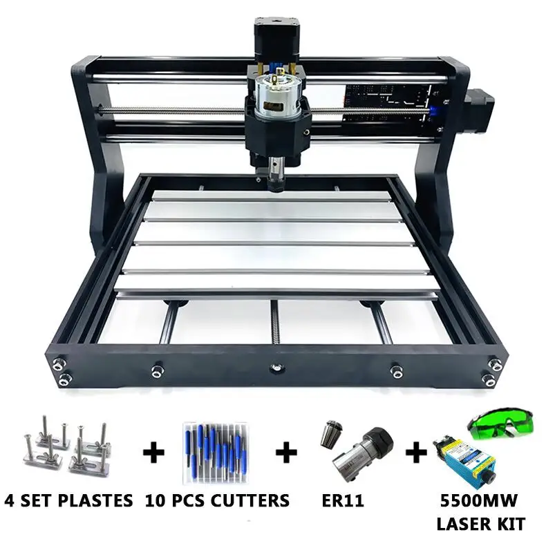 5.5W CNC 3018 Pro GRBL мини лазерный гравировальный станок+ 5,5 Вт лазерный модуль 3 оси pcb фрезерный станок Bluetooth деревянный маршрутизатор может работать в автономном режиме - Цвет: 5.5W