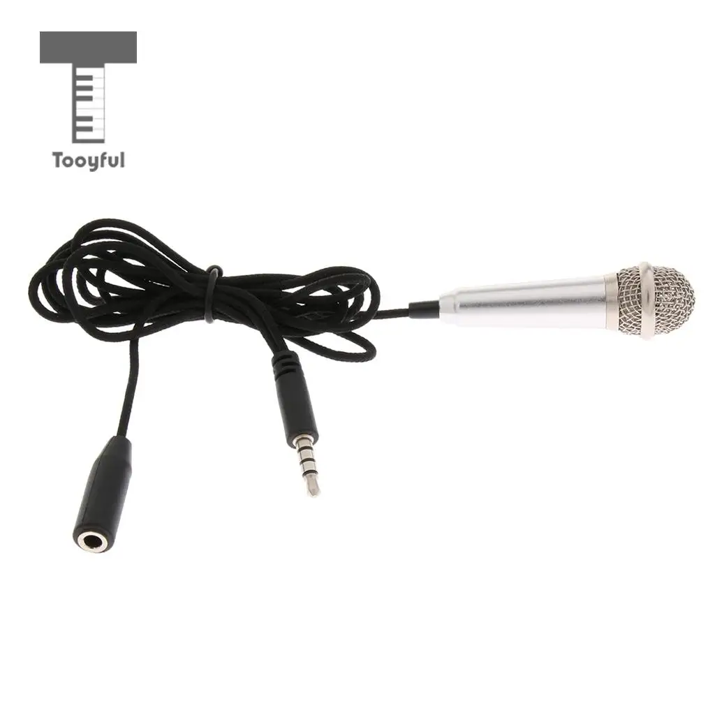 Tooyful 3.5mm Wired Microphone Handheld Mic for Smartphones Chatting Karaoke Silver