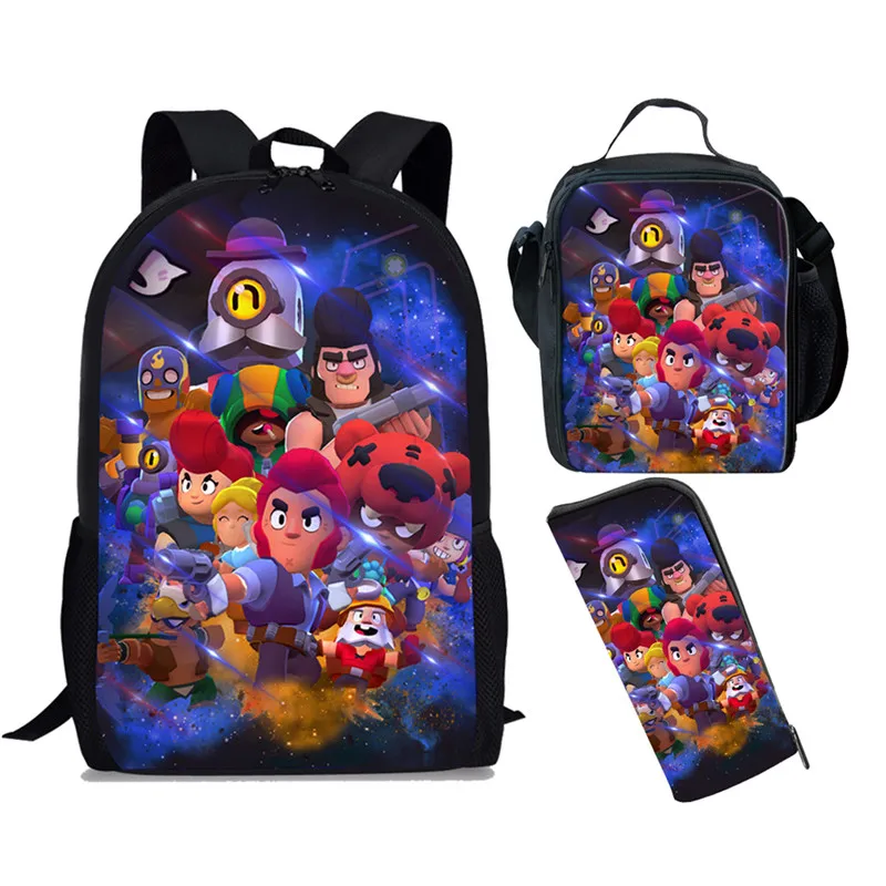

Kids Brawl Stars Bag School Backpack for Teenage Boys 3D Anime Printing Primary Student School Bagpack Mochila Satchel 2019
