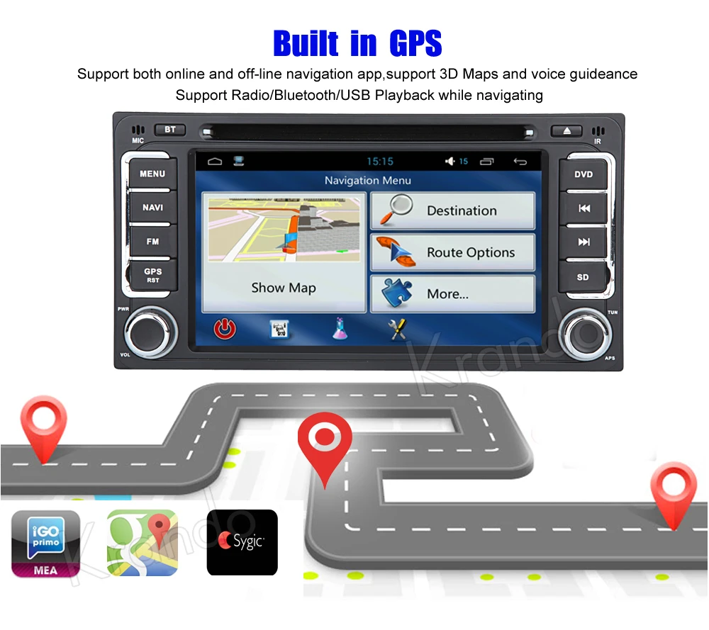 Clearance Krando 6.2" Android 8.0 car gps navigation for toyota RAV4 COROLLA VIOS HILUX Terios Land Cruiser 100 audio dvd player 2