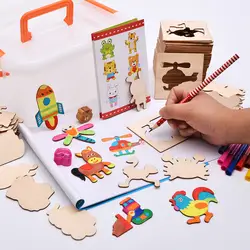 Новое поступление Детские Игрушки для рисования набор деревянных Игрушечные лошадки ребенок Цвет роспись рисунок Творческий шаблон