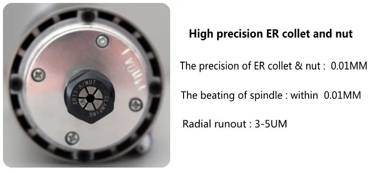 800 Вт воздушное охлаждение шпинделя ER11 фрезерный 800 Вт 220 В 65*188 мм с 4 подшипника