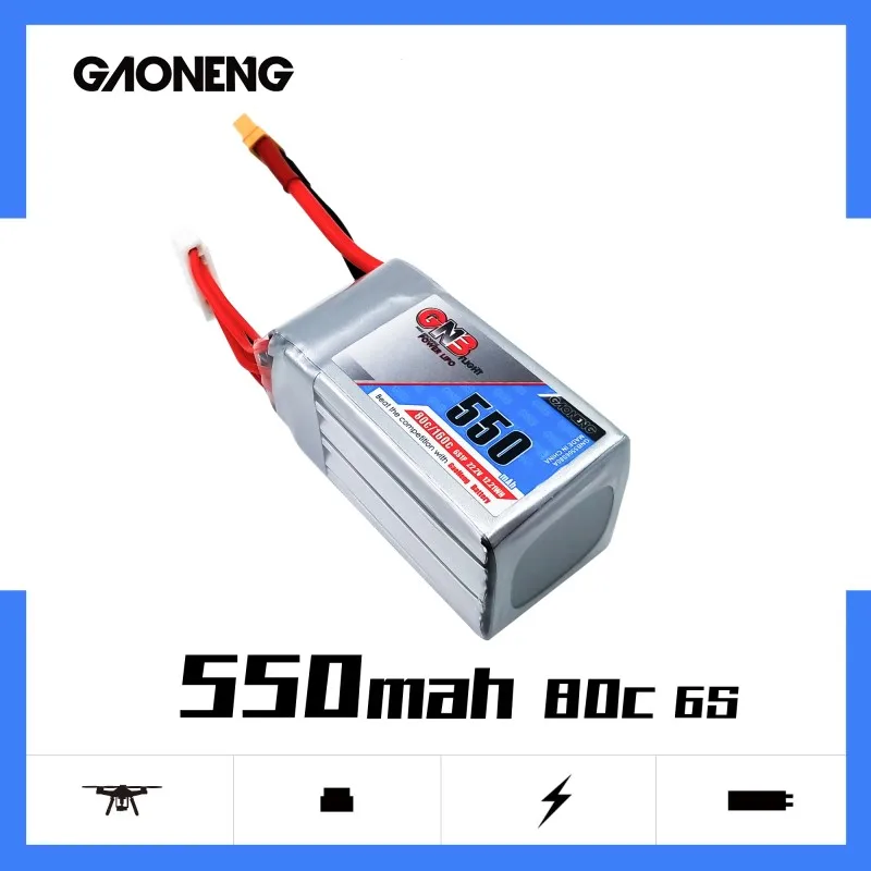 

Gaoneng GNB 550mAh 22.2V 6S 80C/160C Lipo battery XT30 or XT60 Plug for FPV Racing Drone RC Quadcopter Helicopter parts