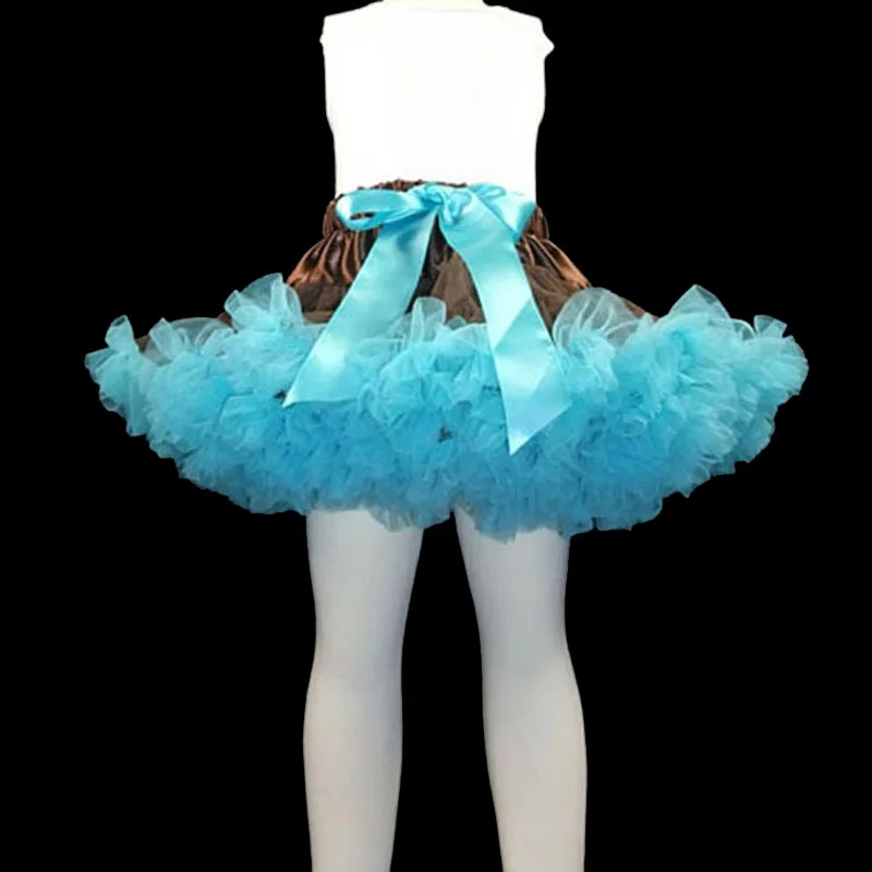 

Tutu skirt adjustable waist dacing girls clothes photo props kids clothes baby girl tutu pettiskirt brown and light blue