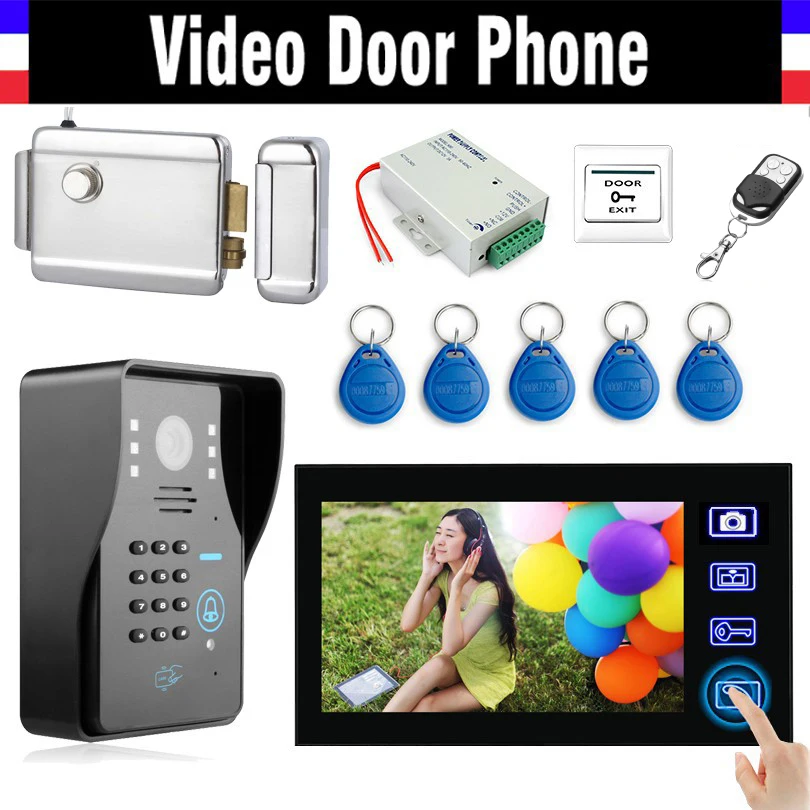 7" Wireless Video Doorbell Kit Video Door Phone Code RFID