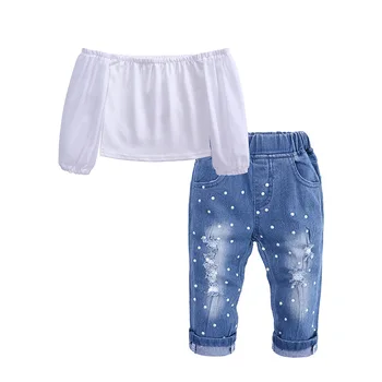 

2019 Summer Toddler Girl Clothes T-shirt + Jeans 2pcs Outfits Kids Clothes Kids Suit For Girls Clothing sets 2 3 4 5 6 7 Years