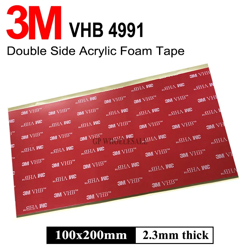 

1x 200mmx100mmx2.3mm 3M VHB 4991 Double Sided Adhesive Acrylic Foam Tape Mounting Tape Gray Free Shipping