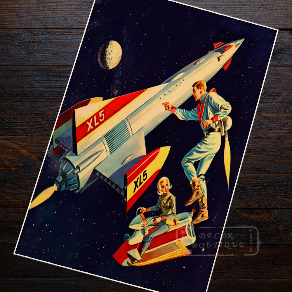 

Catch Up With the Rockets Classic Retro Vintage Kraft Poster Decorative DIY Wall Canvas Sticker Home Bar Posters Decor Gift
