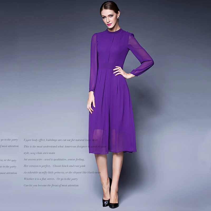 Autumn Women Dress 2017 Plus Size Long Sleeve Classic Elegant Dresses