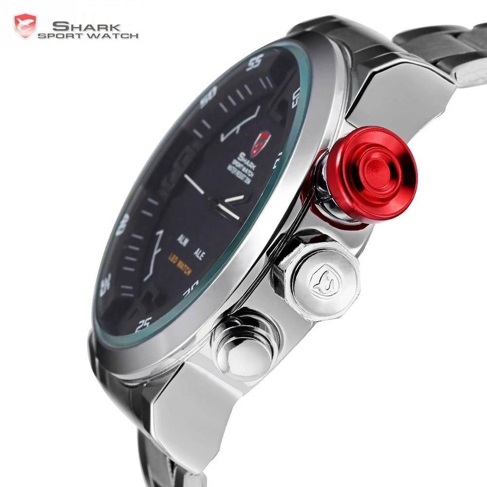 Gulper SHARK Sport Watch Brand Mens Black Luxury Full Steel Band Digital Calendar Wristwatches Quartz Relogio Masculino /SH103 Gulper SHARK Sport Watch Brand Mens Black Luxury Full Steel Band Digital Calendar Wristwatches Quartz Relogio Masculino /SH103