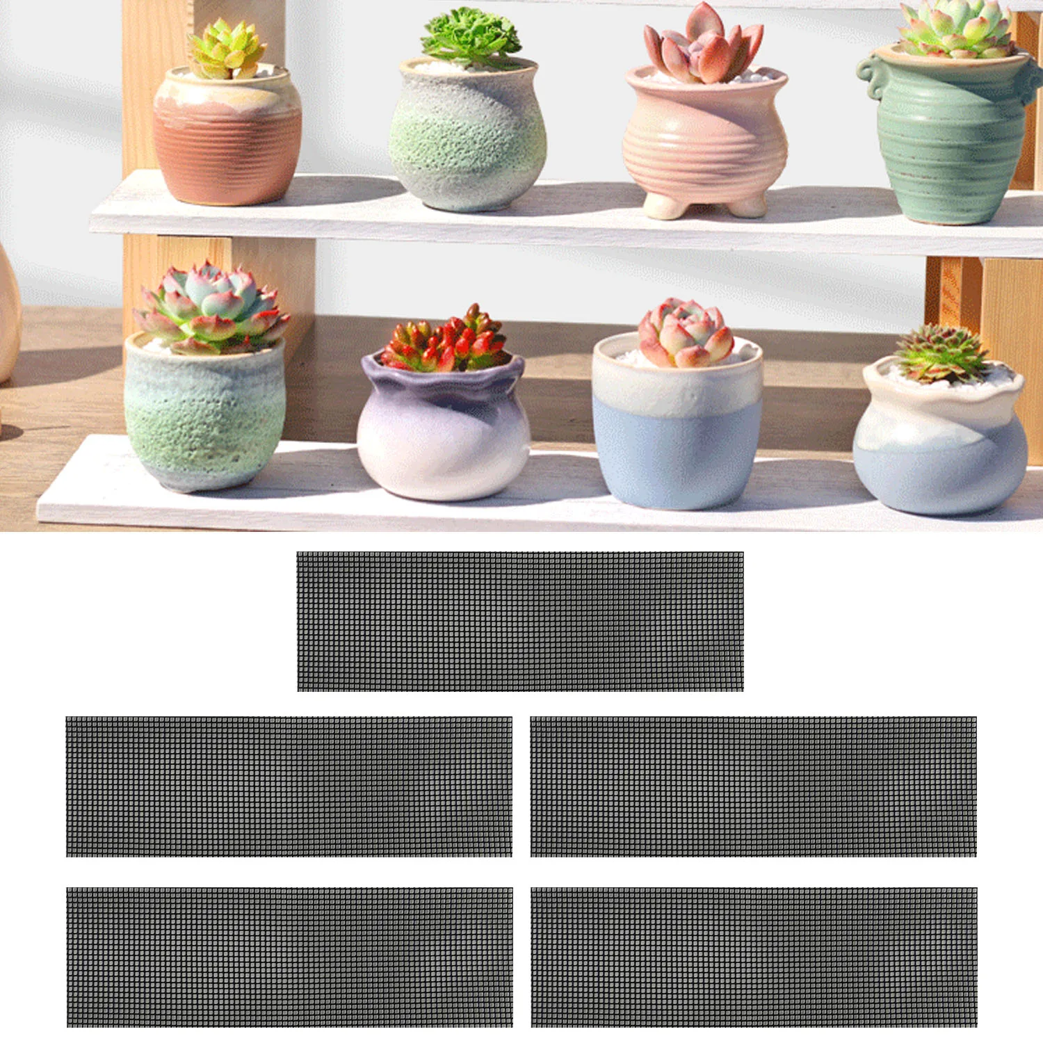 

Behogar 5PCS Square Garden Drainage Mesh Hole Screens Pads for Succulent Bonsai Plants Avoiding Rotting Roots Soil Loss Pests