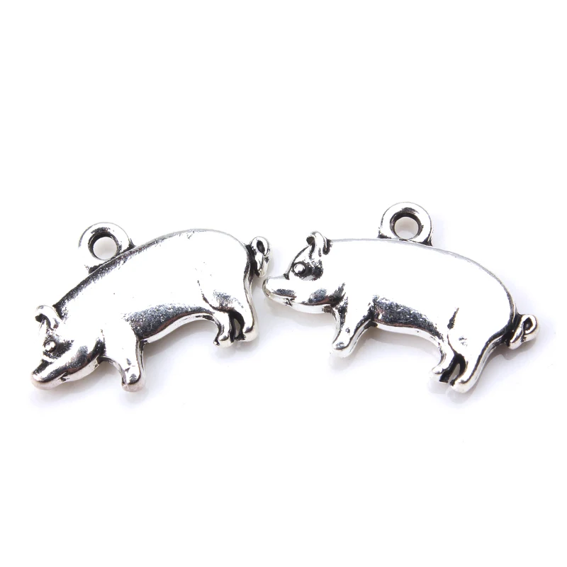 10pc-lot-20-12mm-Pig-Charms-Antique-Silver-Tone-necklace-pendant-DIY-charms-for-jewelry-making