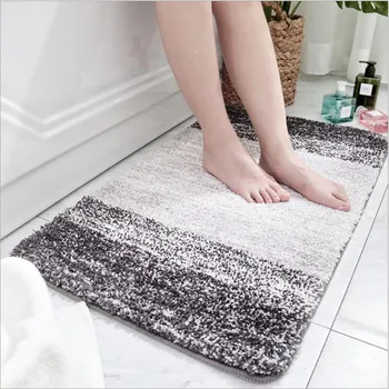 

Super Cozy Fluffy Rugs Gray Striped Shag Area Rug Latex Non-slip Washable Durable Rug Mat Absorbent Bathroom Carpet Foot Pad
