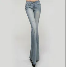 Luxury Fashion Slim Skinny Jeans Woman High Waist Big Flare Jeans Womens Bell Bottom Denim Pants
